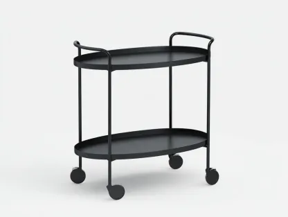 Küchenwagen aus Metall 76 x 42 x 84 cm - schwarz - mit 2 Ablagen und Rollen - für Küche - modern minimalistisch-Zivoradonest