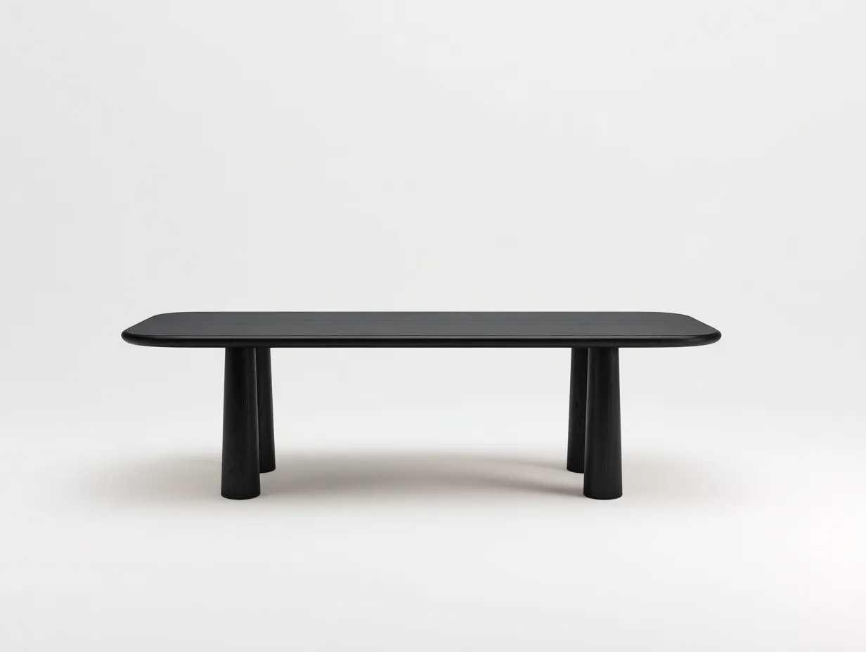 Esstisch Holz 180 x 90 x 75 cm - schwarz - für Esszimmer - modern mit abgerundeten Ecken und konischen Beinen-Zivoradonest