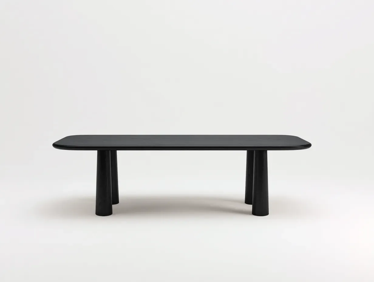 Esstisch Holz 180 x 90 x 75 cm - schwarz - für Esszimmer - modern mit abgerundeten Ecken und konischen Beinen-Zivoradonest