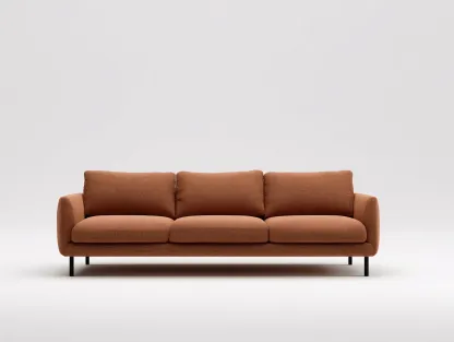 3-Sitzer Sofa Stoff 215 x 90 x 80 cm - rostbraun - für Wohnzimmer - modern mit Metallfüßen-Zivoradonest