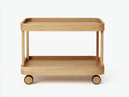 Küchenwagen aus Holz 78 x 42 x 82 cm - naturfarben - mit 2 Ablagen und Rollen - für Küche - skandinavisch modern-Zivoradonest