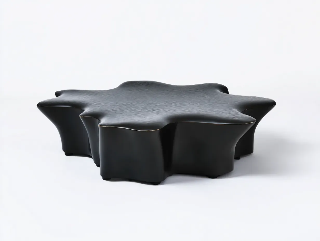 Couchtisch aus Holz 112 x 92 x 36 cm - schwarz - für das Wohnzimmer - modern mit skulpturaler organischer Form-Zivoradonest