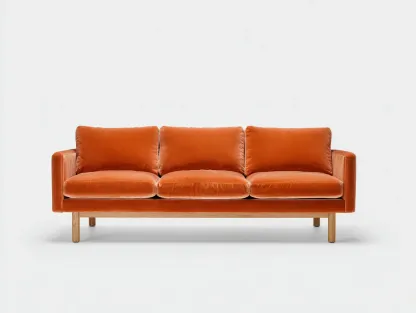 3-Sitzer Sofa aus Samtstoff 210 x 86 x 82 cm - orange - für das Wohnzimmer - modern mit Holzgestell-Zivoradonest