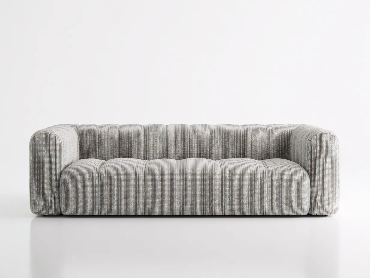 3-Sitzer Sofa Stoff 230 x 96 x 78 cm - cremeweiß - für Wohnzimmer - modern mit vertikaler Struktur-Zivoradonest