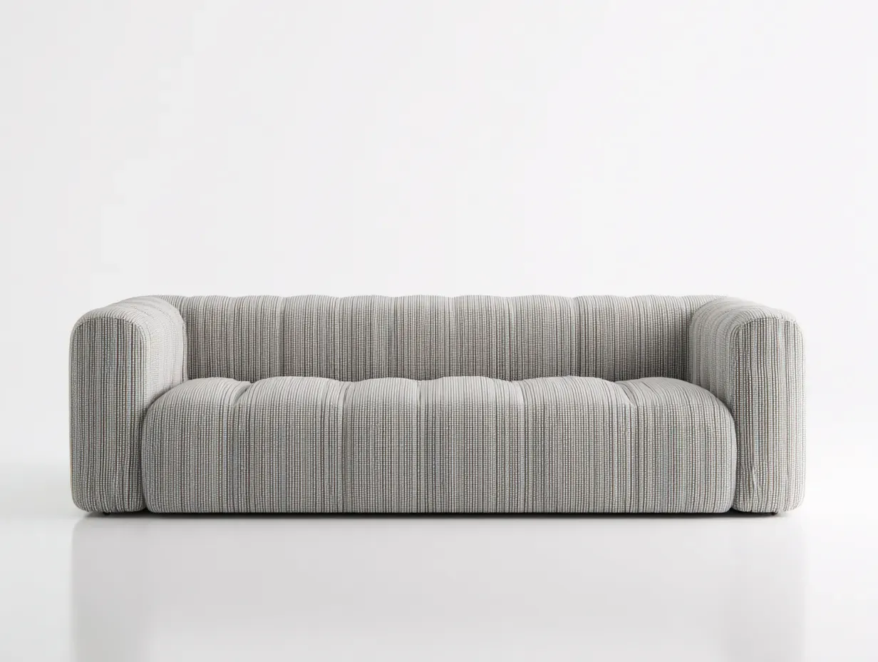 3-Sitzer Sofa Stoff 230 x 96 x 78 cm - cremeweiß - für Wohnzimmer - modern mit vertikaler Struktur-Zivoradonest