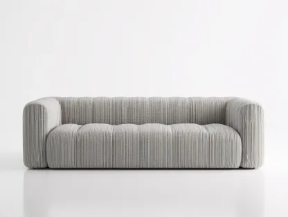3-Sitzer Sofa Stoff 230 x 96 x 78 cm - cremeweiß - für Wohnzimmer - modern mit vertikaler Struktur-Zivoradonest