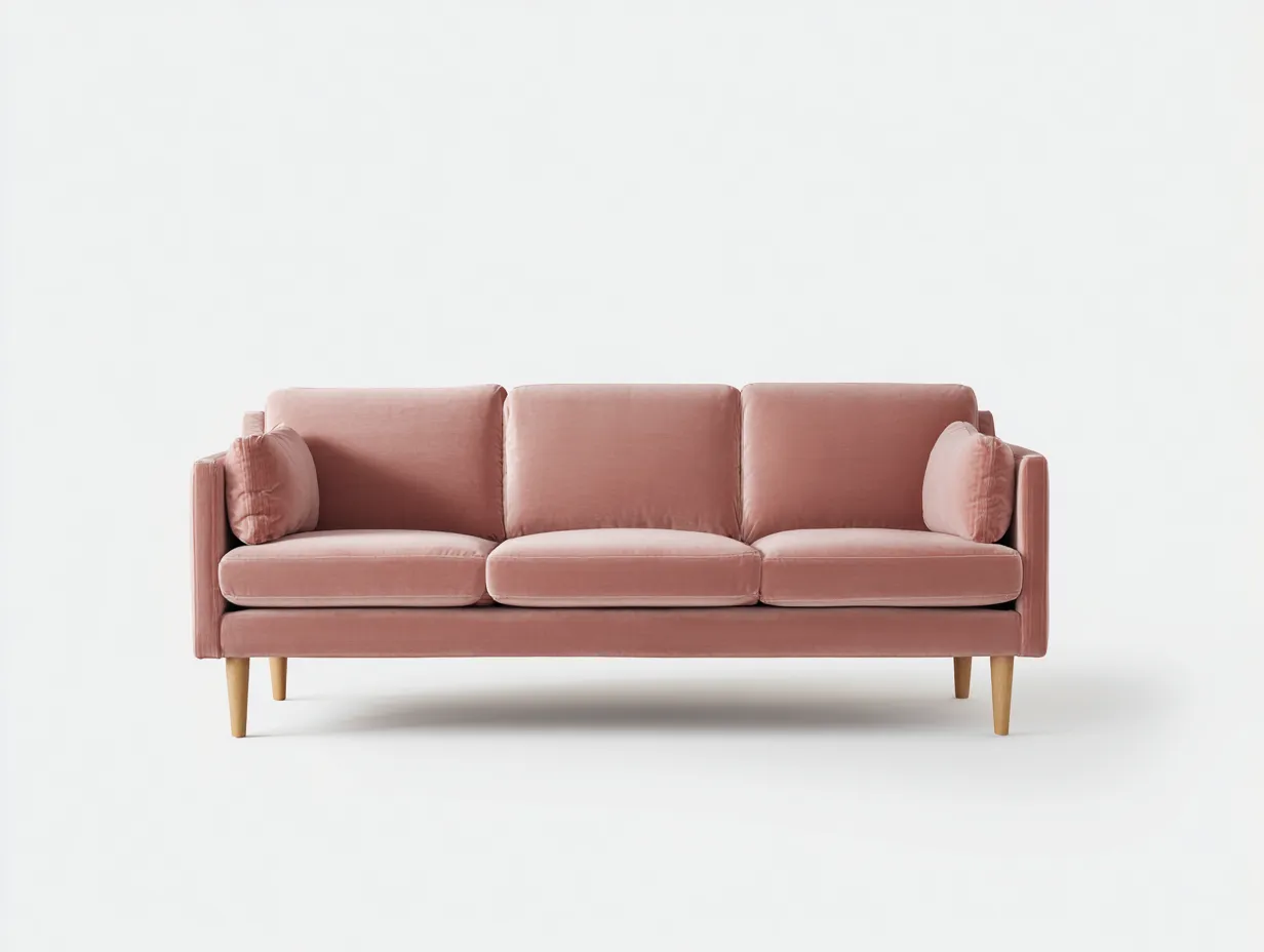 3-Sitzer Sofa Samt 210 x 88 x 82 cm - rosa - für Wohnzimmer - modern mit Holzfüßen-Zivoradonest