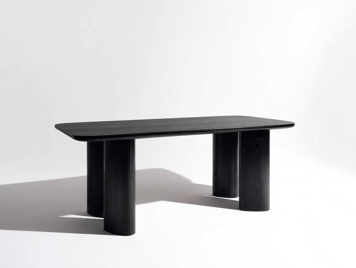 Esstisch aus Holz 180 x 90 x 76 cm - schwarz - für Esszimmer - modern mit abgerundeten Ecken und Säulenuntergestell-Zivoradonest