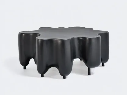 Couchtisch Holz 98 x 98 x 40 cm - schwarz - für Wohnzimmer - modern organisch mit skulpturaler Form-Zivoradonest