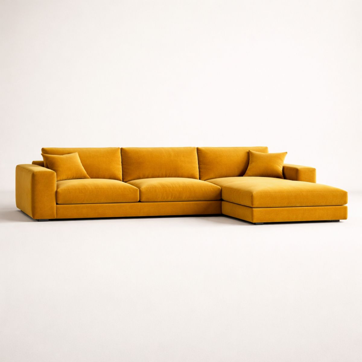 Ecksofa mit Samtbezug Kurkuma