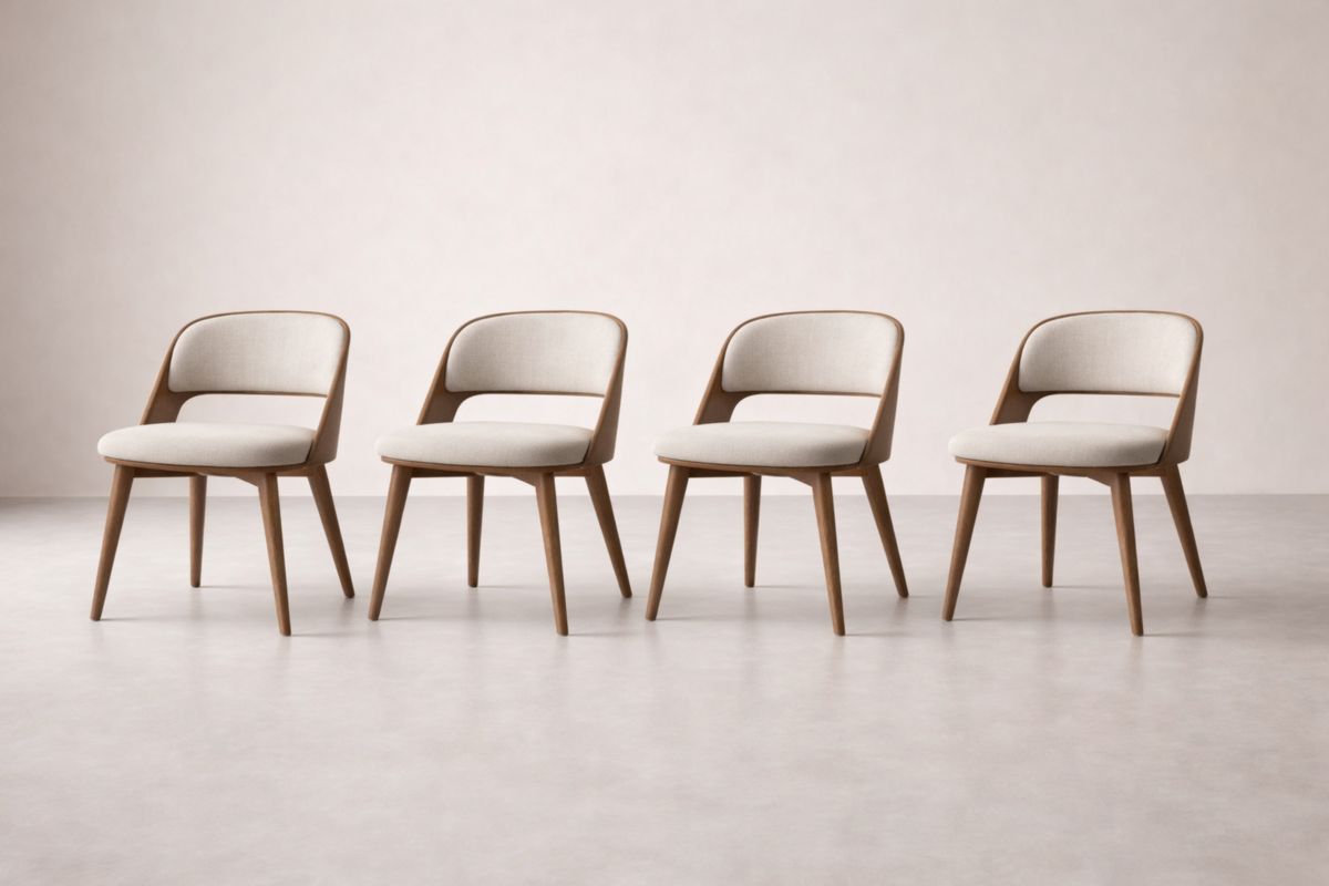 Esszimmerstühle 4er-Set Stoff Hellbraun Massivholz