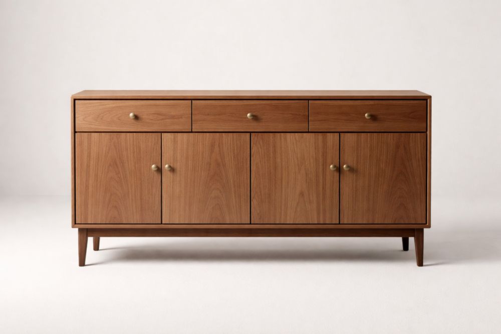 Sideboard aus Walnussholz mit Schubladen und Türen 150cm x 40cm x 85cm Braun