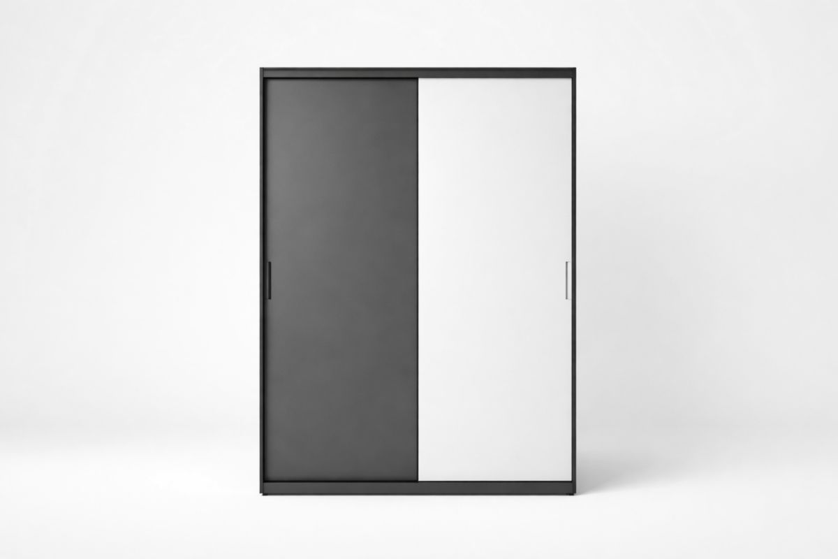 Kleiderschrank mit Schiebetüren MDF Grau/Weiß 120x60x200 cm(B × T × H)