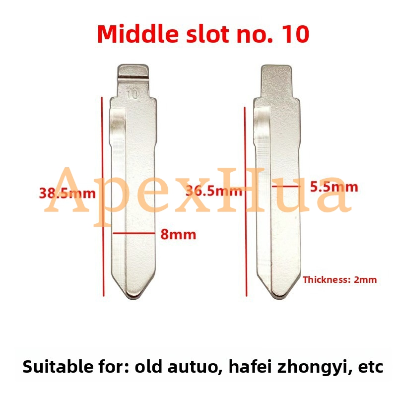Middle Groove No.10 Car Key Blank, Flip Key Replacement Blade for Old Suzuki Alto & Hafei Zhongyi