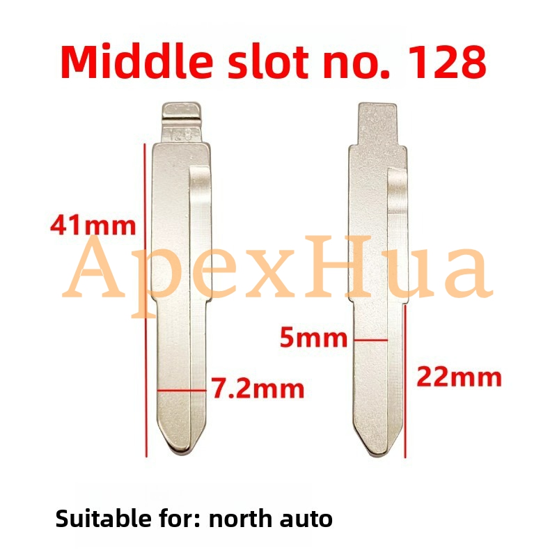 Middle Groove 128# Modified Middle Groove Brass Folding Key Blade Replacement for BAIC Car Key
