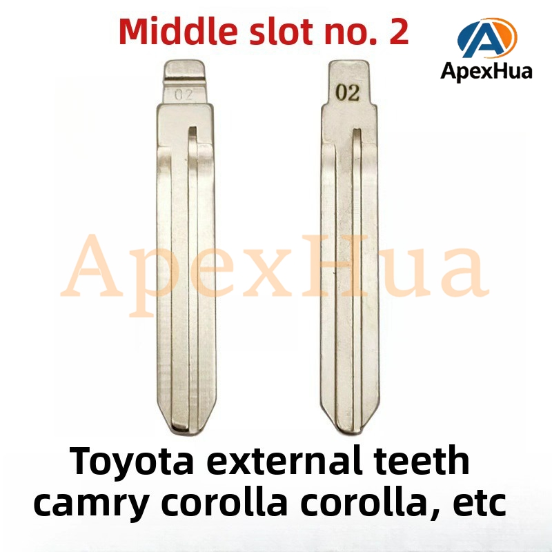 Car Key Blank Middle Groove No.02 External Tooth for Toyota Camry Corolla Altis Modified Flip Key Blade