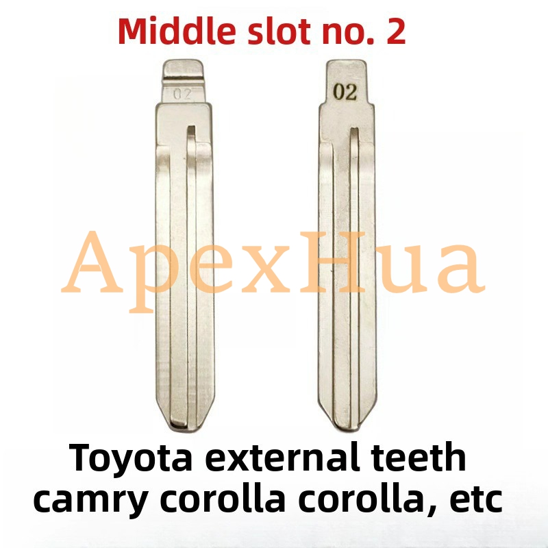 Car Key Blank Middle Groove No.02 External Tooth for Toyota Camry Corolla Altis Modified Flip Key Blade