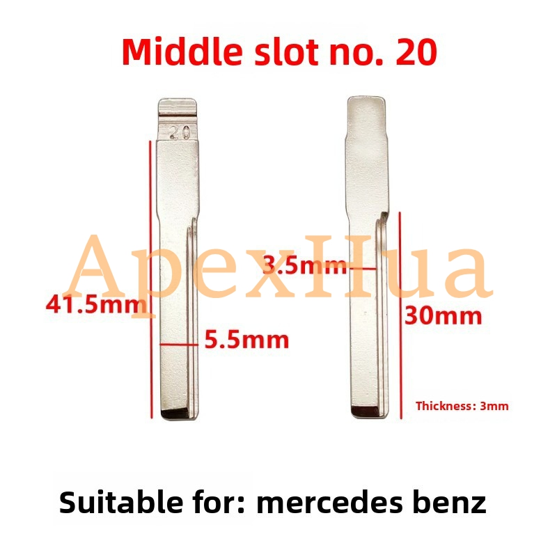 Middle Groove No.20 Car Key Blank for Mercedes C-Class E-Class Remote Key Modification