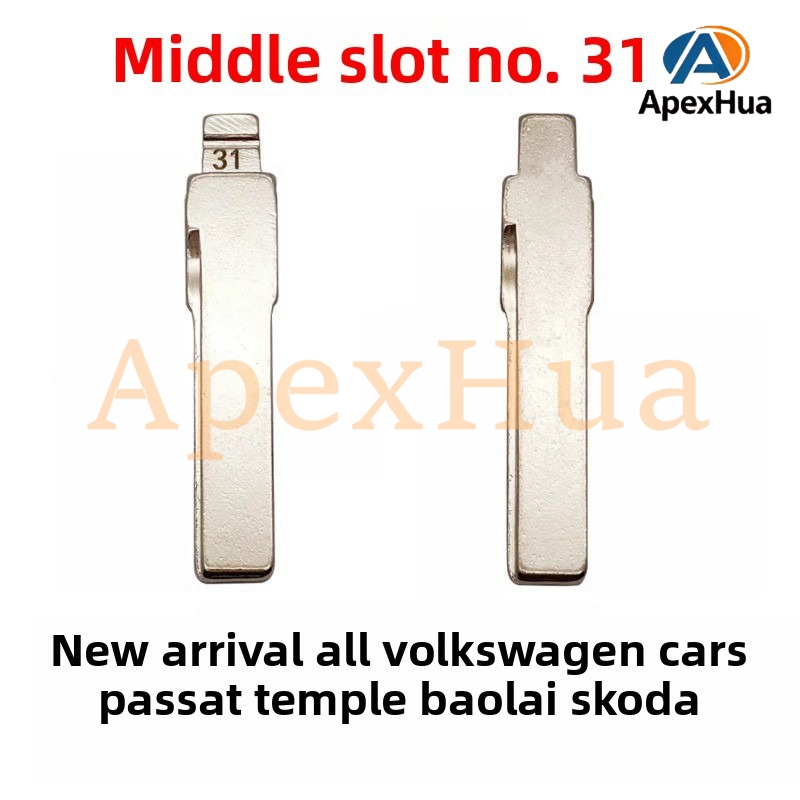 Middle Groove No.31 Replacement Flip Key Blank Compatible with Volkswagen Passat Skoda Octavia