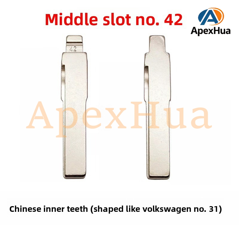 Middle Groove No.42 Internal Tooth Flip Key Blank Compatible with Zhonghua, Same Profile as No.31