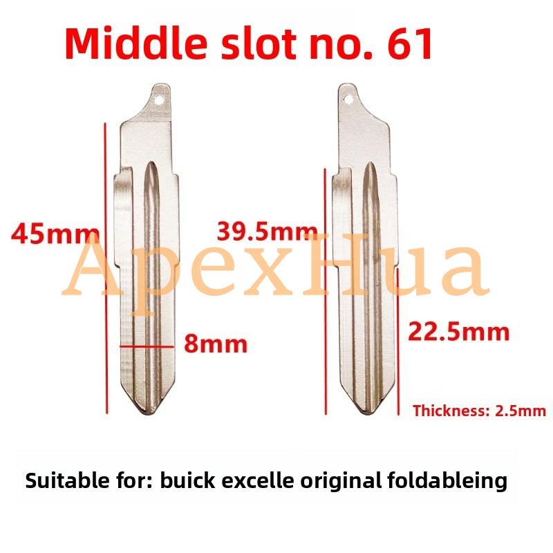 Original Style No.61 Metal Flip Key Blank Replacement Compatible with Buick Excelle Factory Remote Key