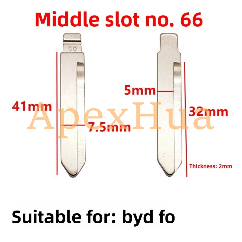 Middle Groove No.66 Flip Remote Brass Key Blank Replacement Compatible with BYD F0