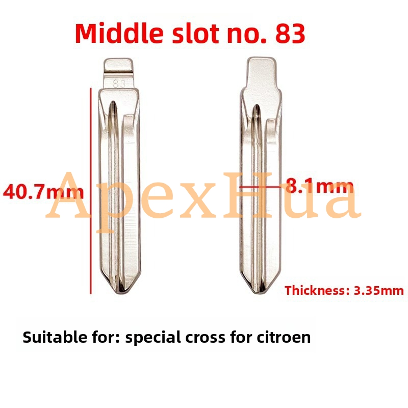 Middle Groove 83# Brass Cross Key Blank, Flip Replacement Blade for Citroen
