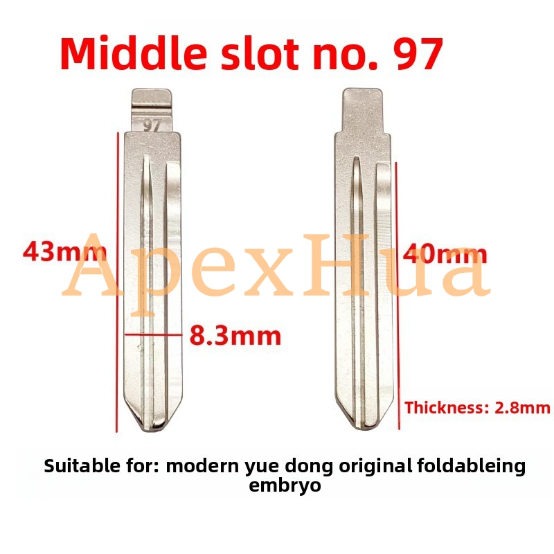 Middle Groove 97# Modified Brass Folding Key Blank for Hyundai Elantra VVDI KD Remote Key