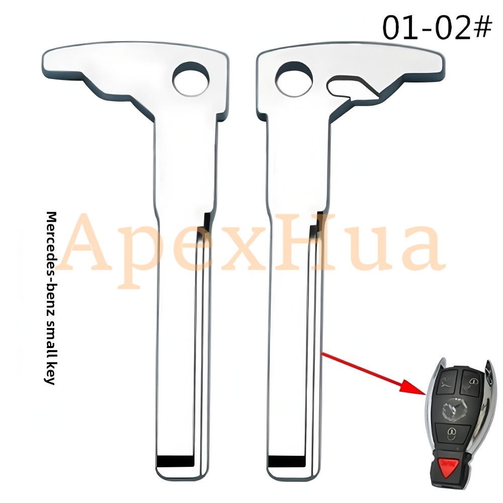 Mechanical Key for Mercedes-Benz, Smart Card Emergency Key, Metal Key Blank, Spare Use