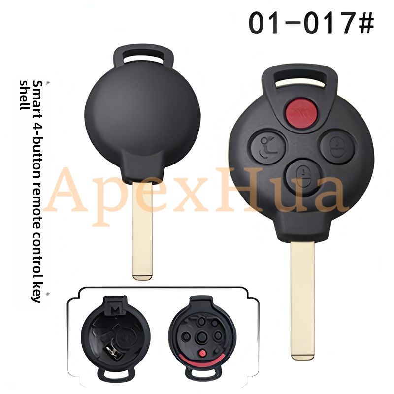 Fit for: Mercedes-Benz Smart Key Shell, 3-button Vertical Milling Key Blank, Old Style Straight Remote Key, Spare Replacement Casing