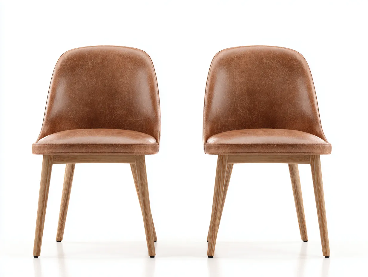 Sedia da pranzo-Pelle-Legno-54x48x80 cm-marrone-design minimalista-Zinorlyliving