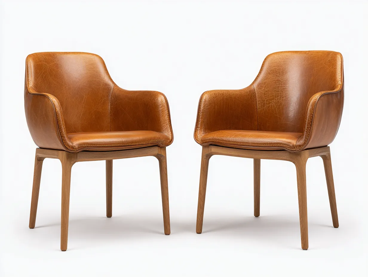 Sedia da pranzo-Pelle-Legno-58x54x81 cm-marrone-design avvolgente-Zinorlyliving