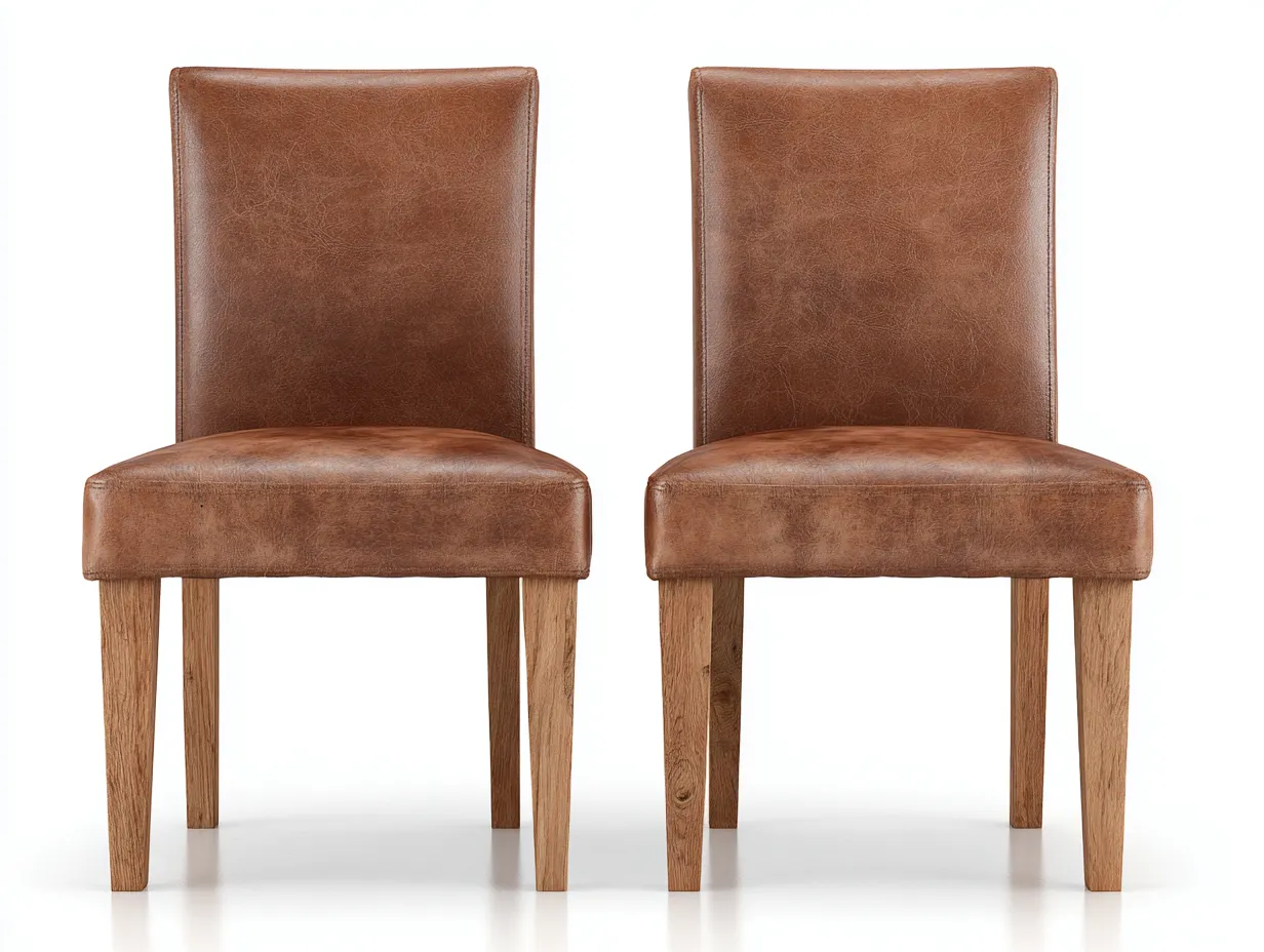 Sedia da pranzo-Pelle-Legno-51x45x88 cm-marrone-design sobrio-Zinorlyliving