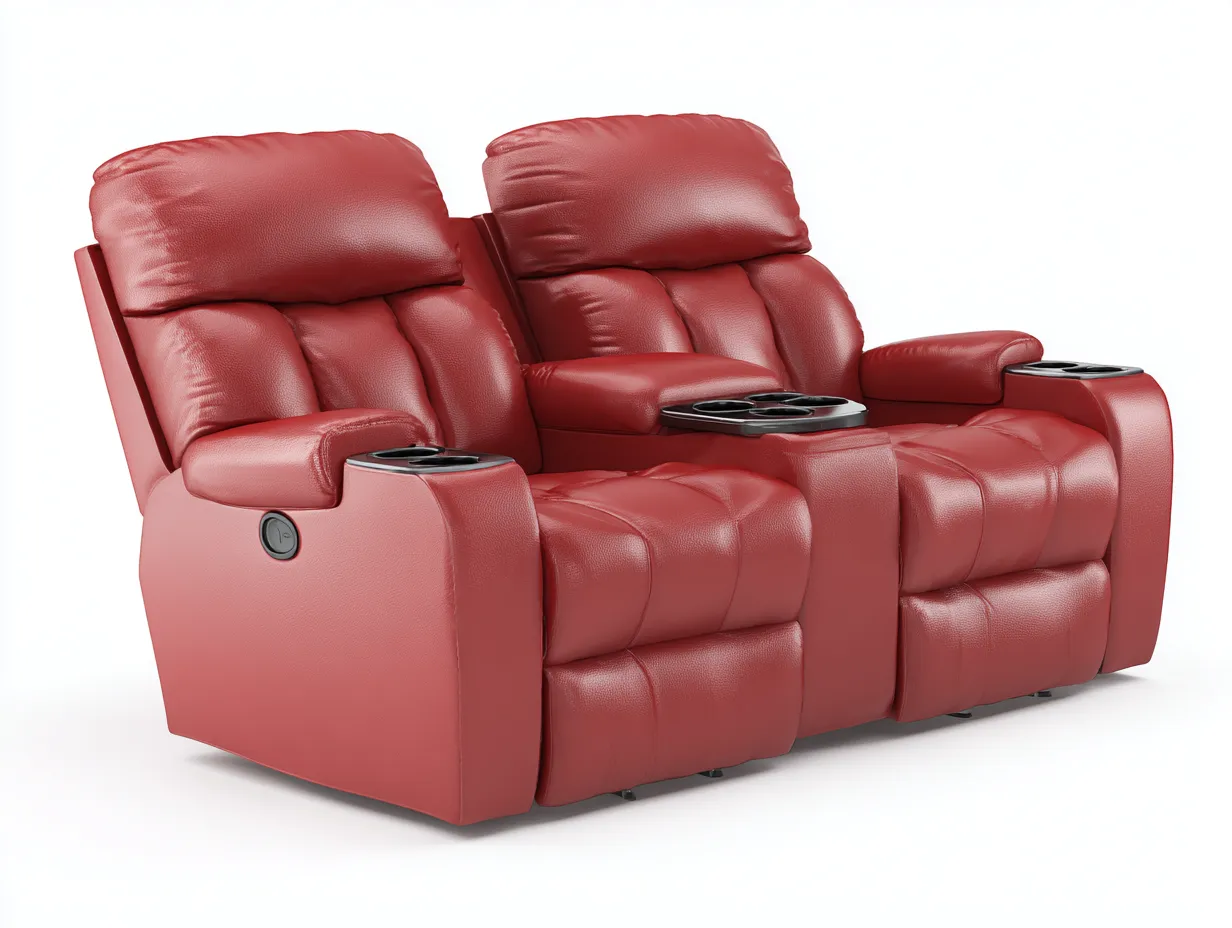 Divano reclinabile - pelle sintetica - 172x96x104 cm - rosso - stile moderno-Zinorlyliving