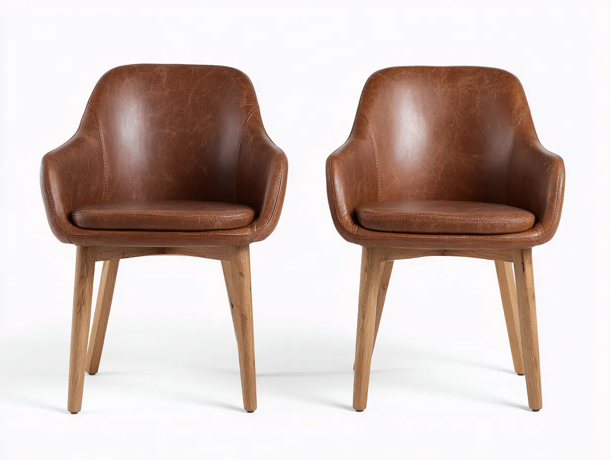 Sedia da pranzo-Pelle-Legno-56x50x83 cm-marrone-design contemporaneo-Zinorlyliving