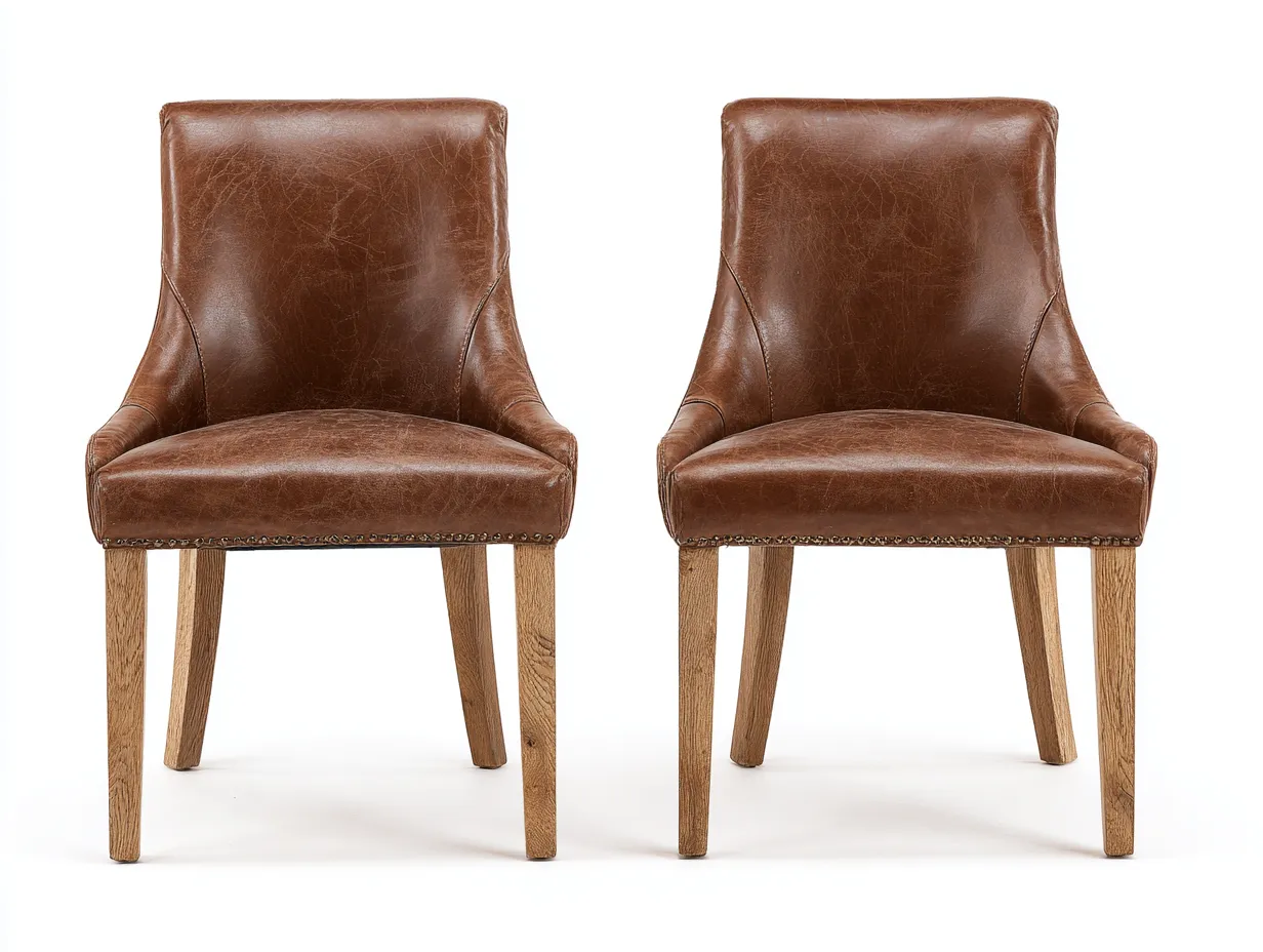 Sedia da pranzo-Pelle-Legno-56x53x84 cm-marrone-design classico-Zinorlyliving