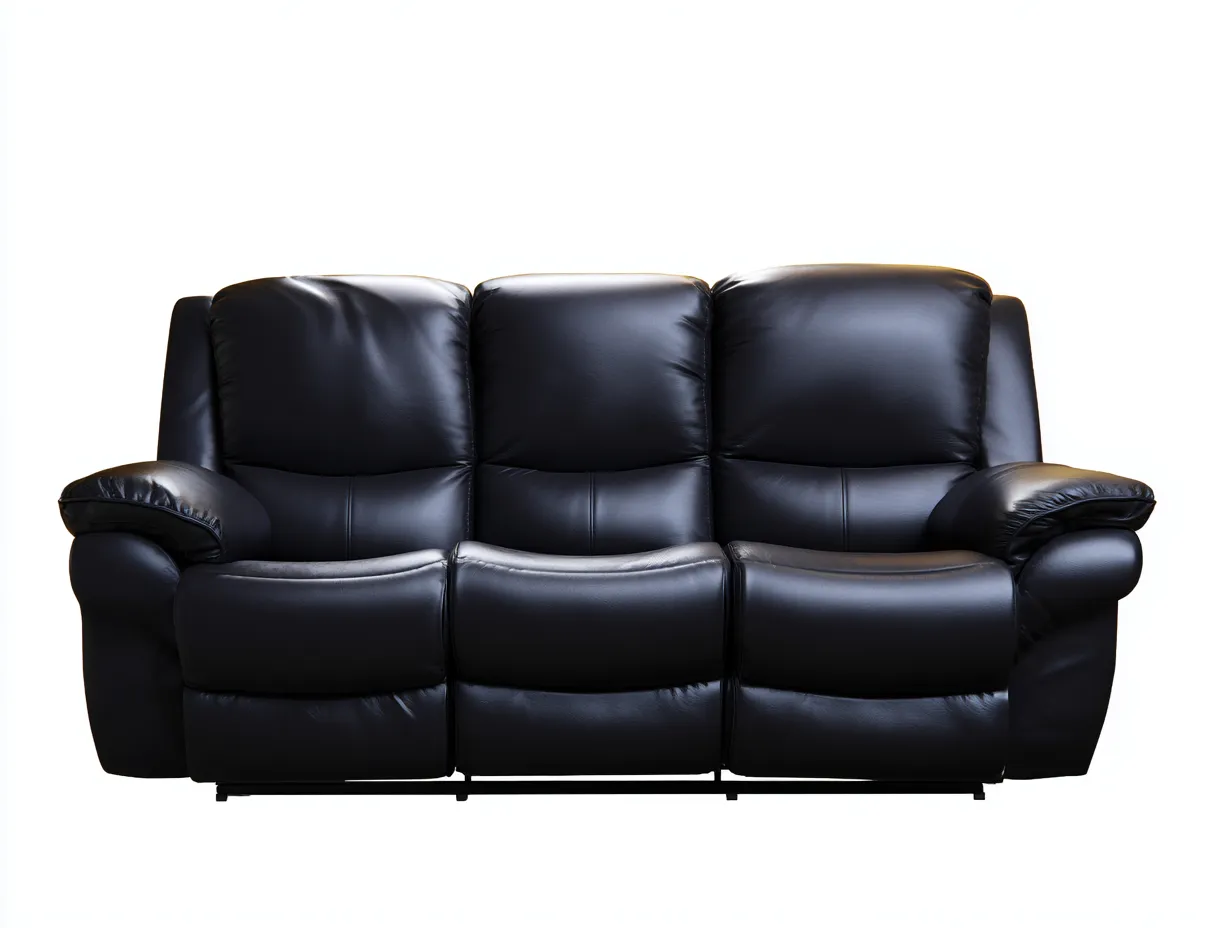 Divano reclinabile - pelle sintetica - 218x98x104 cm - nero - stile contemporaneo-Zinorlyliving