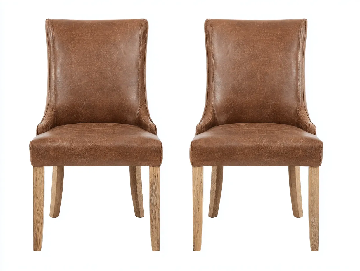 Sedia da pranzo-Pelle-Legno-53x47x92 cm-marrone-design elegante-Zinorlyliving