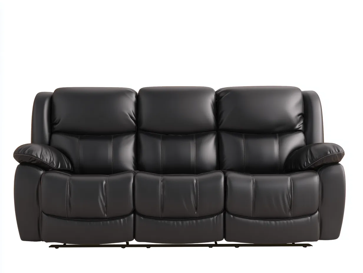 Divano reclinabile - pelle sintetica - 212x96x102 cm - nero - stile moderno-Zinorlyliving