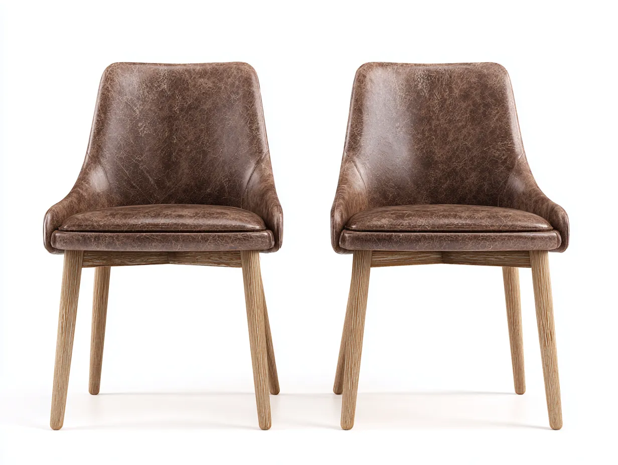 Sedia da pranzo-Pelle-Legno-57x52x82 cm-marrone-design raffinato-Zinorlyliving