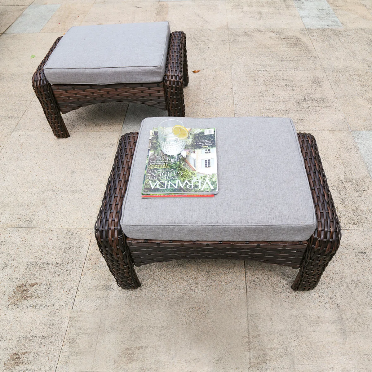 Gurena – Salon de Jardin Modulable 9 Places (7 Pièces) avec Coussins Confort Haut de Gamme pour Extérieur 