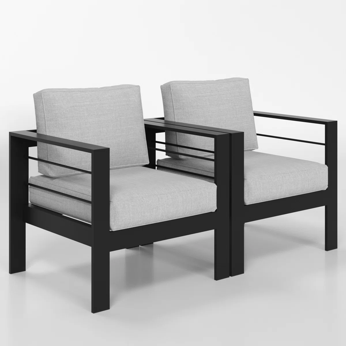 Elyon - Lot de 2 Fauteuils de Jardin en Aluminium avec Design Moderne et Confort Durable