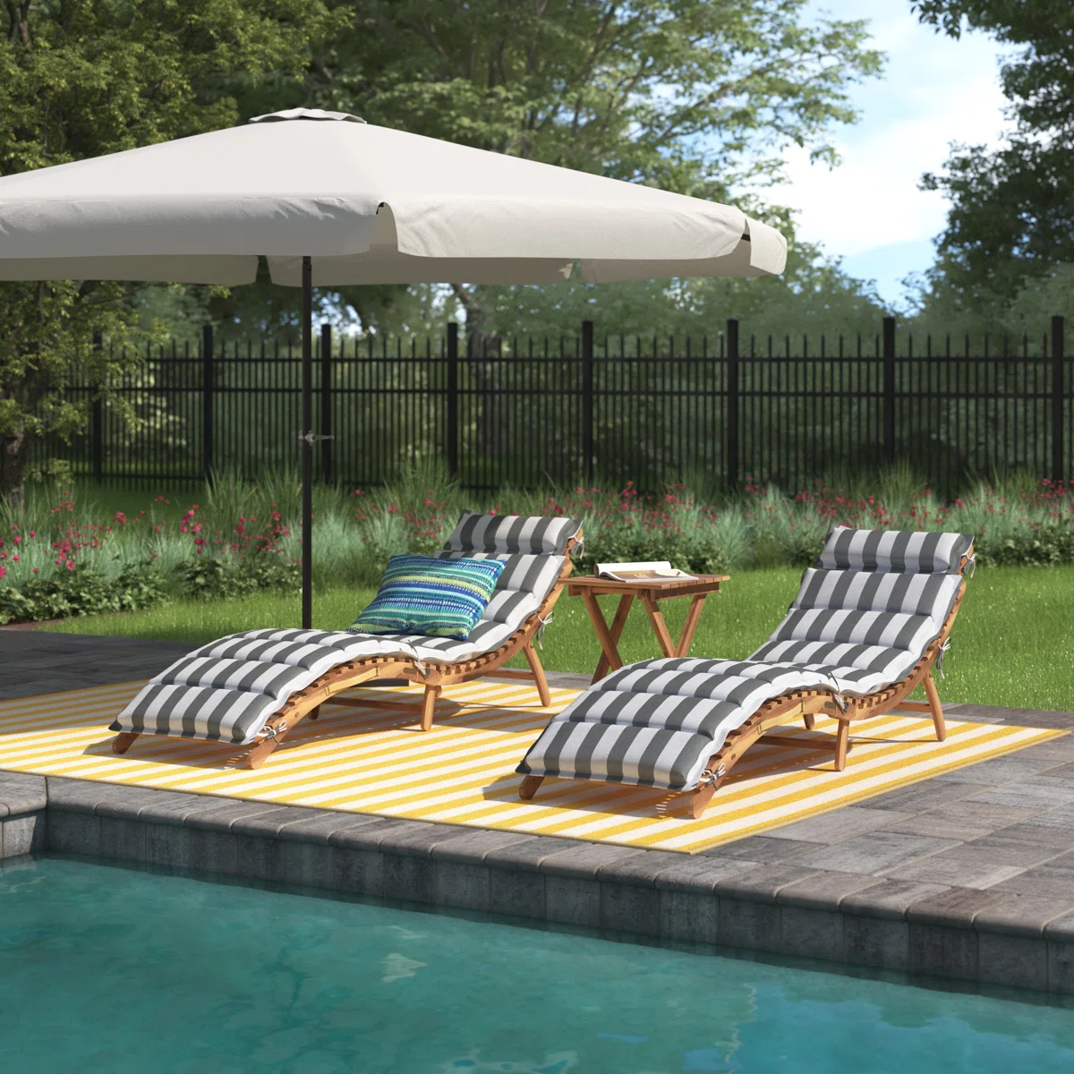 Aloisa – Ensemble Transats avec Coussin et Table d’Appoint 