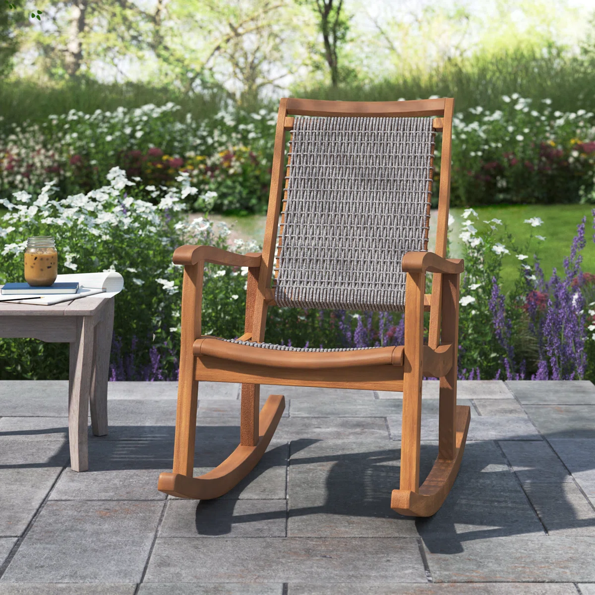 Arnora – Chaise à Bascule en Bois Massif pour Extérieur avec Confort Élégant et Intemporel