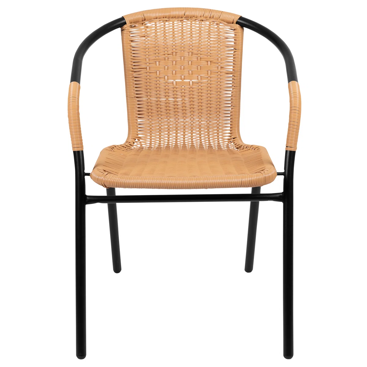 Zelven – Lot de 4 chaises d’extérieur empilables en rotin avec accoudoirs