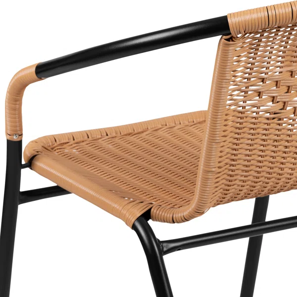 Zelven – Lot de 4 chaises d’extérieur empilables en rotin avec accoudoirs