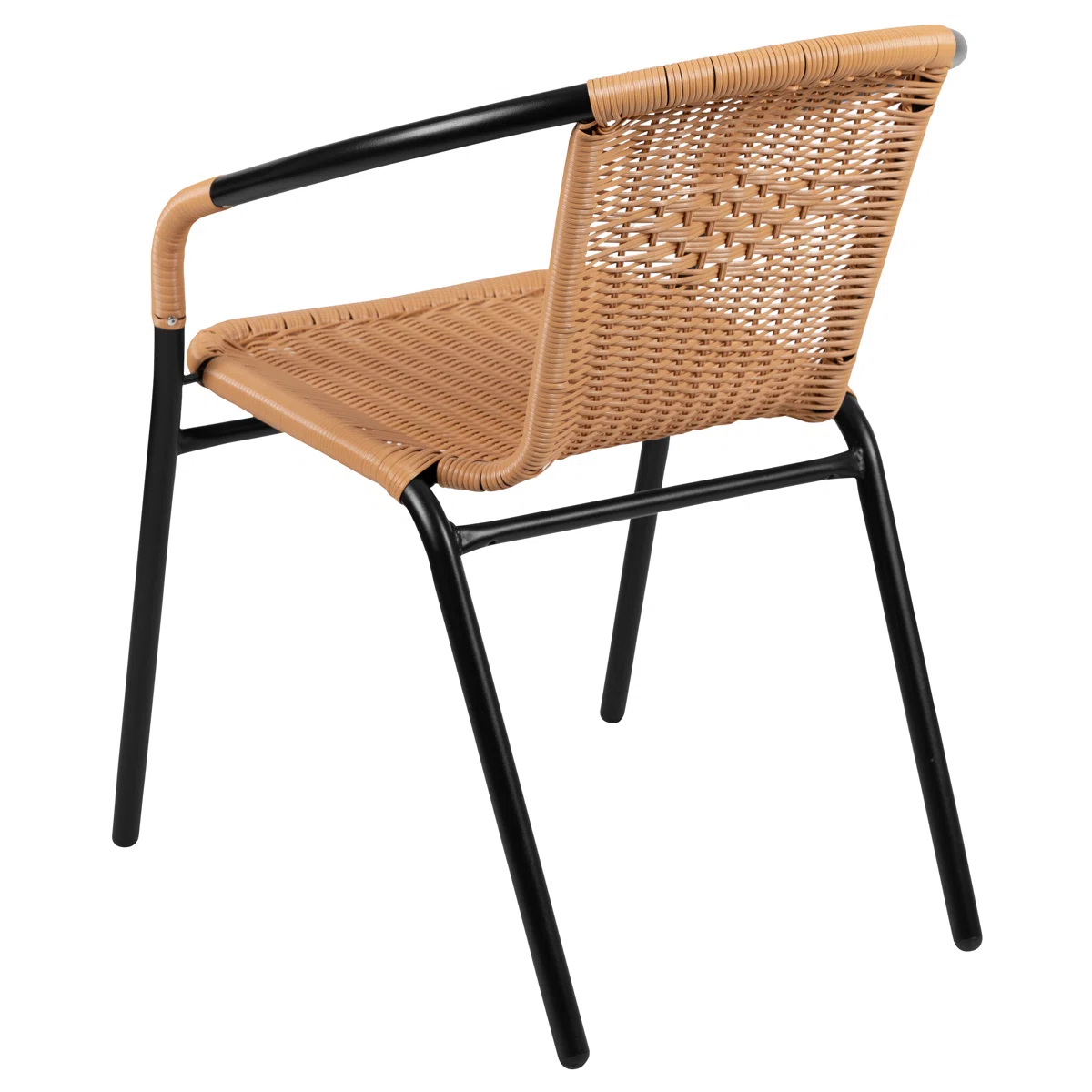 Zelven – Lot de 4 chaises d’extérieur empilables en rotin avec accoudoirs
