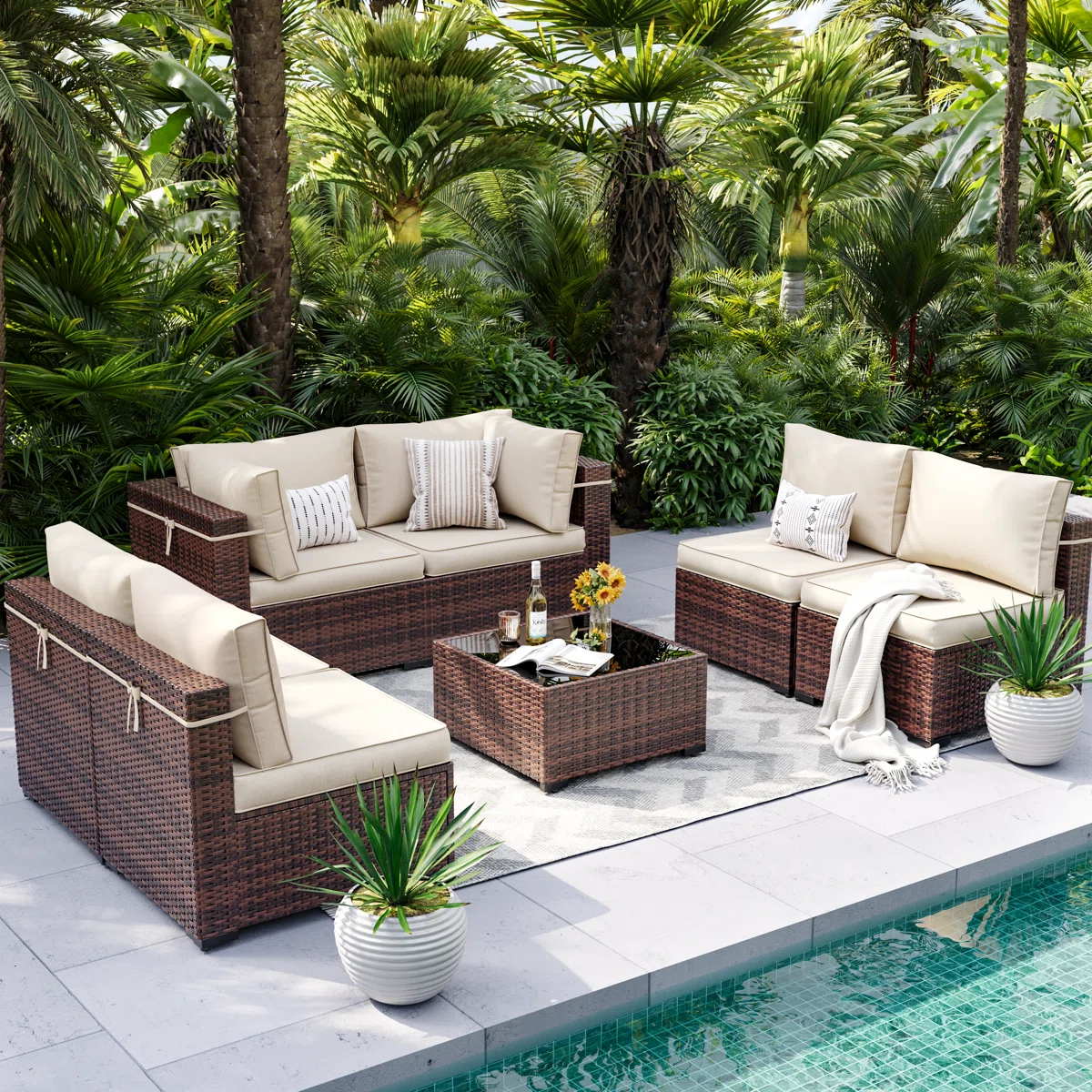 Azmira — Salon de jardin modulable 6 places