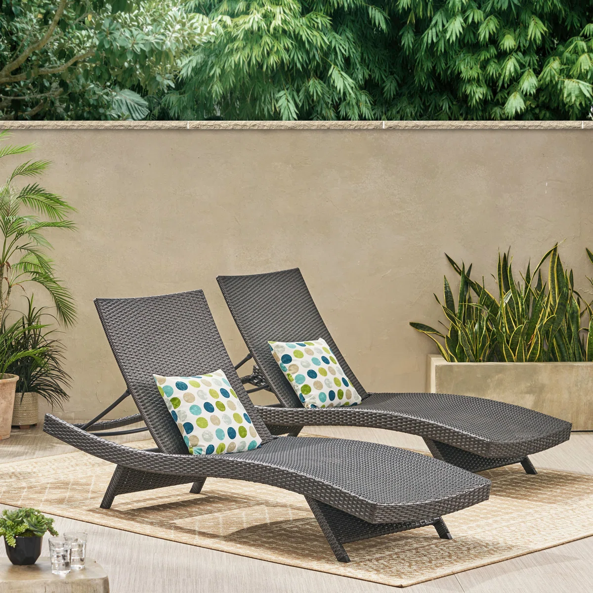 Azmira Sun – Lot de 2 transats inclinables en résine tressée
