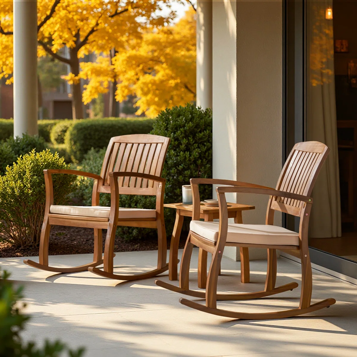 Solea Duo – Salon de jardin 2 places en bois d’acacia avec coussins